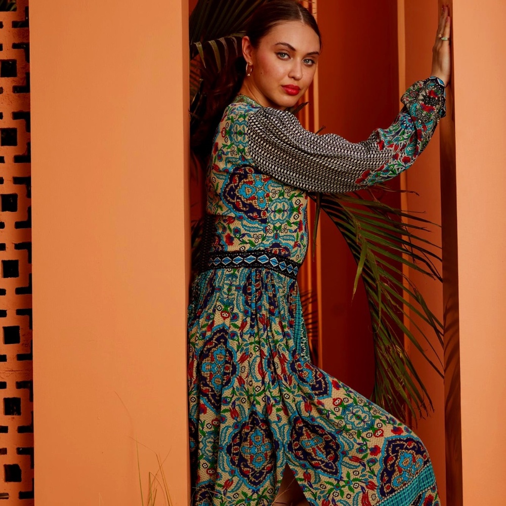 NWOT Bhanuni by Jyoti Anthropologie Maxi Silk Dress